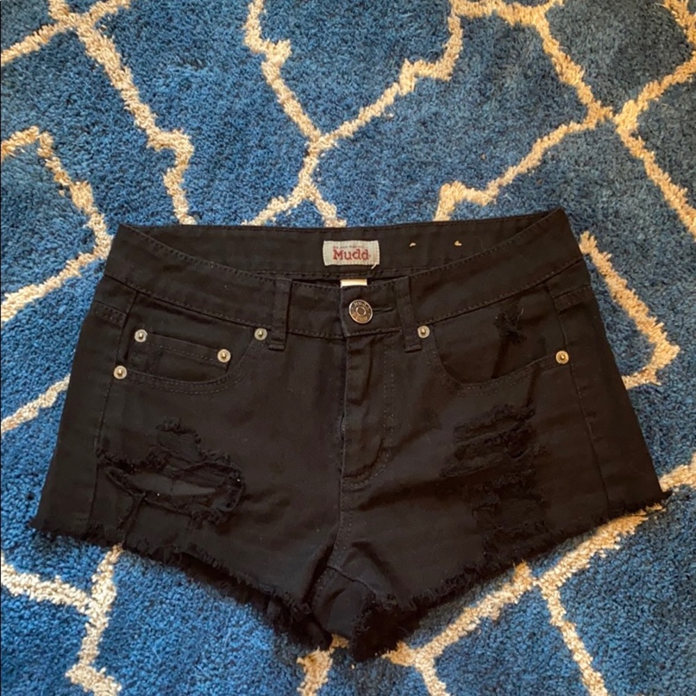 Black Mudd Jean Shorts